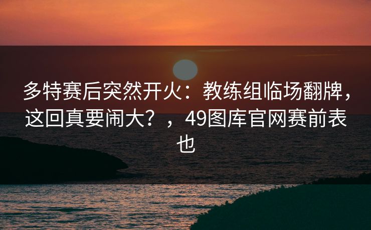 多特赛后突然开火：教练组临场翻牌，这回真要闹大？，49图库官网赛前表也