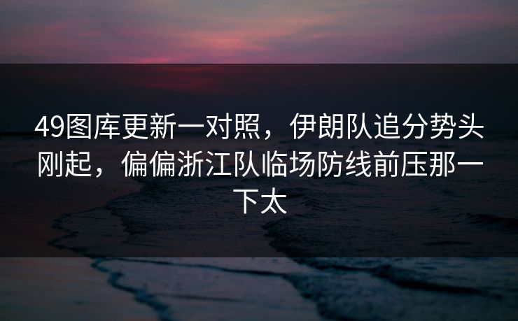 49图库更新一对照，伊朗队追分势头刚起，偏偏浙江队临场防线前压那一下太