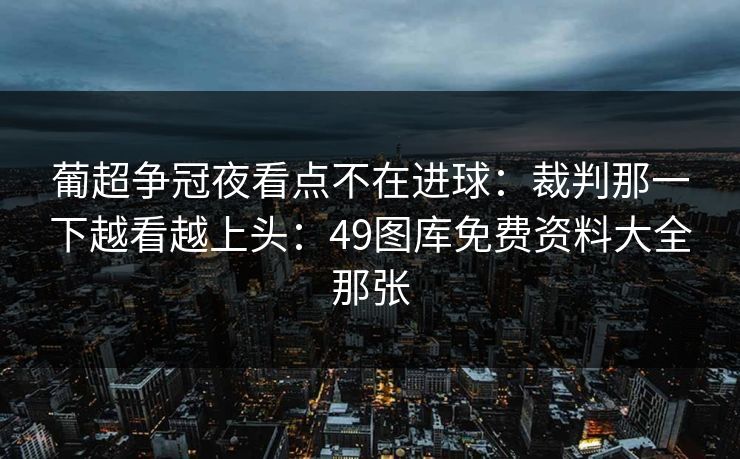 葡超争冠夜看点不在进球：裁判那一下越看越上头：49图库免费资料大全那张