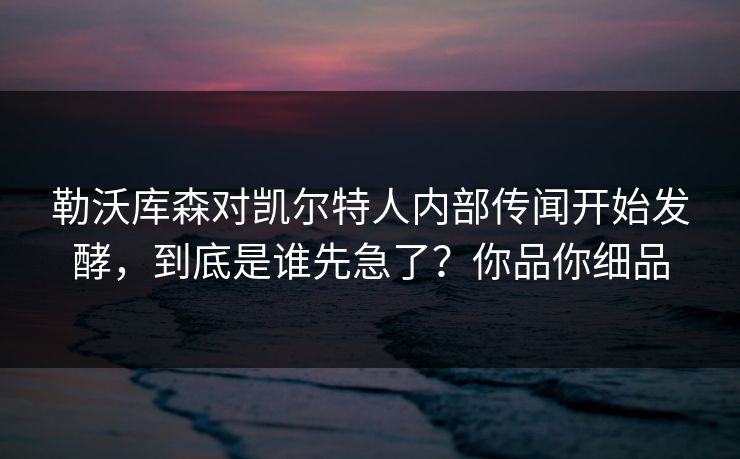 勒沃库森对凯尔特人内部传闻开始发酵，到底是谁先急了？你品你细品