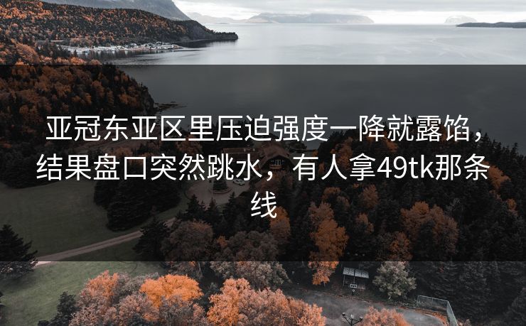 亚冠东亚区里压迫强度一降就露馅，结果盘口突然跳水，有人拿49tk那条线
